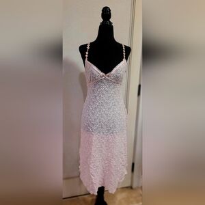 Vintage Claire Pettibone Pink Floral & Lace Gown, Romantic Size S